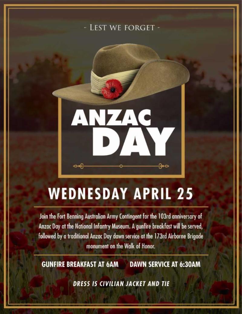 Anzac Day, Wednesday April 25 Visit Columbus, GA